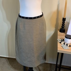 Norton McNaughton Tan & Black Skirt with grommet detail at waist Size 6
